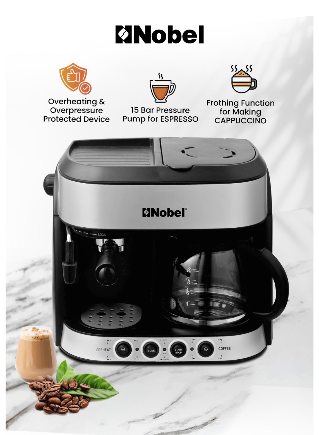 Coffee Machine Black 1.25 Litre Coffee Maker NCM13 1.25 L 1850 W NCM13 Black