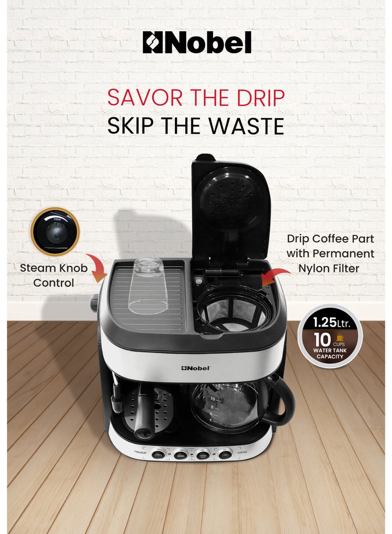 نوبل ماكينة لصنع القهوة سعة 1.25 لتر بلون أسود طراز NCM13 1.25 L 1850 W NCM13 أسود - Image 5