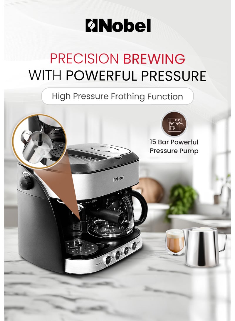 نوبل ماكينة لصنع القهوة سعة 1.25 لتر بلون أسود طراز NCM13 1.25 L 1850 W NCM13 أسود - Image 3
