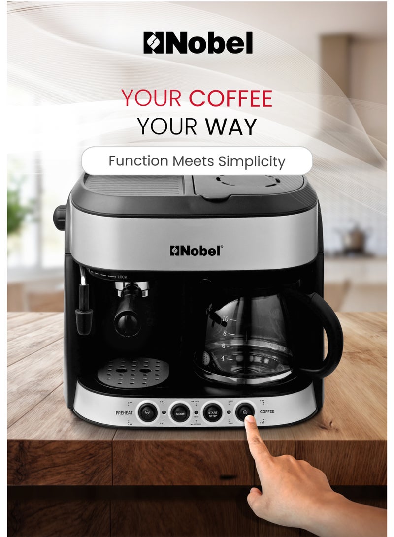 نوبل ماكينة لصنع القهوة سعة 1.25 لتر بلون أسود طراز NCM13 1.25 L 1850 W NCM13 أسود - Image 4