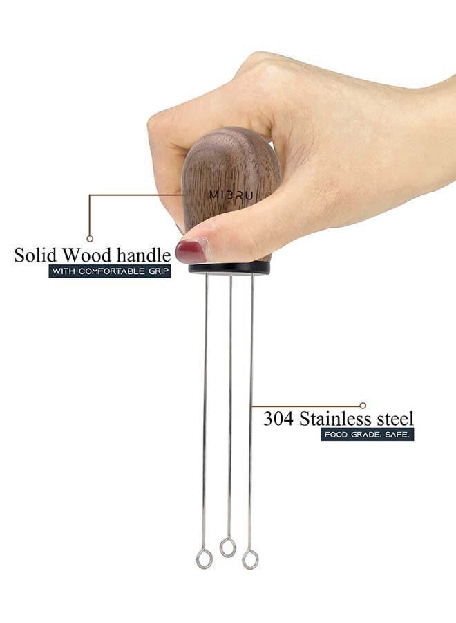 MIBRU - Wooden Handle Needle Coffee Tamper Silver/Brown 500ml - Image 1