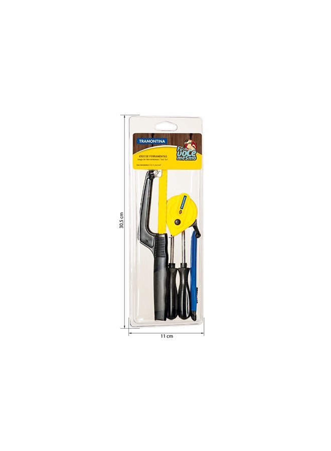 TRAMONTINA 5 Pieces Tools Set | Measuring Tape + 2x Screwdriver + Mini Hacksaw + Narrow Knife Multicolour - Image 2
