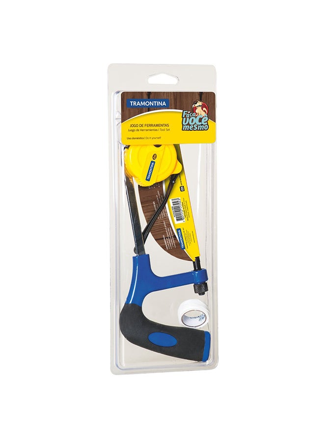 TRAMONTINA 3 Pieces Tools Set | Measuring Tape + Pipe Thread Tape + Mini Hacksaw Multicolour 