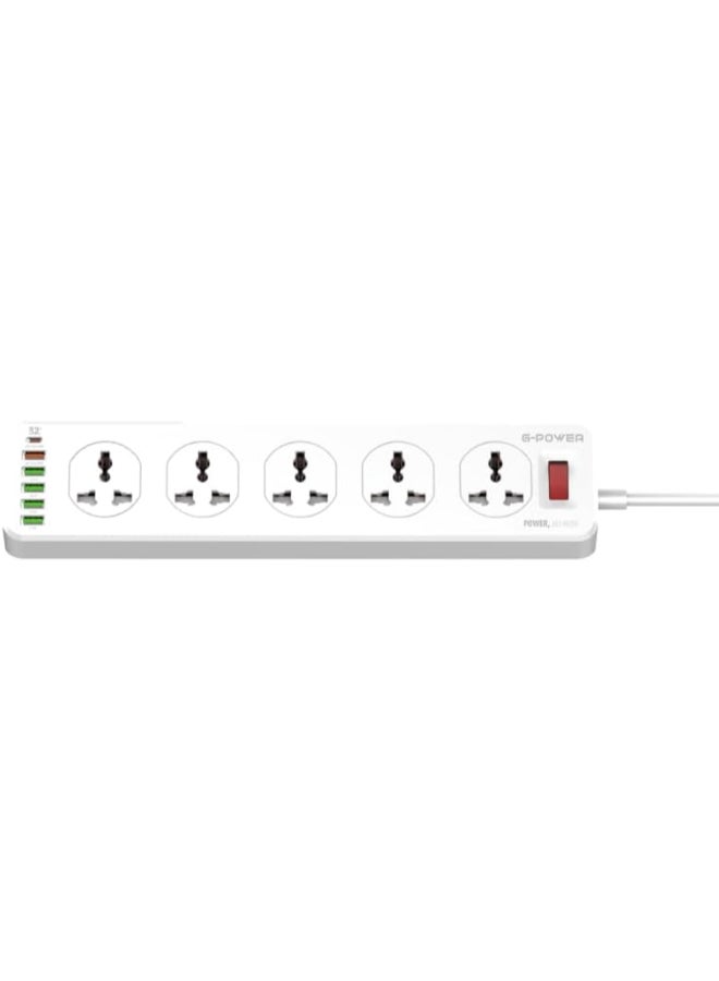 لدنيو شريط طاقة مع 10 منافذ حماية من زيادة التيار، ومآخذ طاقة، و6 منافذ USB، ومآخذ محول شحن سريع PD+QC بقوة 32 وات، وسلك تمديد طاقة عالي التحمل بطول 2 متر - Image 2