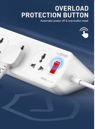 Power Strip with 10-Outlet Surge Protector Power Sockets, 3 USB Ports + 3 USB-C Ports (One PD 20W Fast Charger), 32W PD+QC Fast Charging, 2-Meter Heavy-Duty Power Extension Cord - UAE ECAS Safety Certified White 36 × 9 × 9cm - view 3