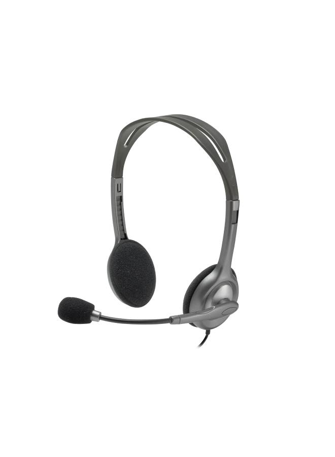 Logitech H110 Head-Mounted Stereo Headset With Adjustable Noise Reduction Microphone Grey  - Image 1