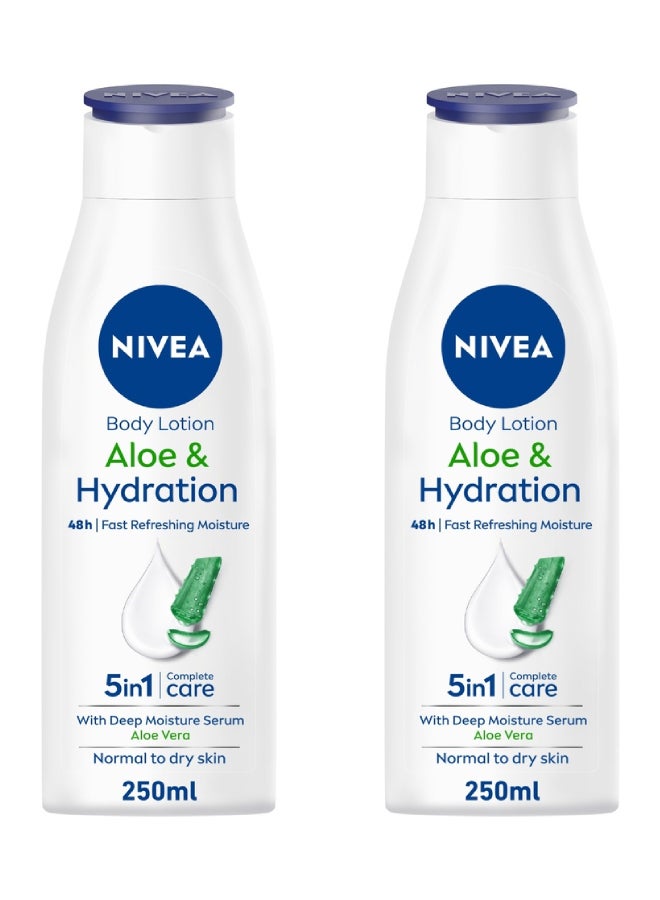 Nivea Aloe And Hydration Normal To Dry Skin Body Lotion Pack Of 2 250ml  - Image 1