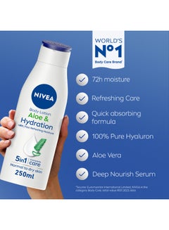 Nivea Aloe And Hydration Normal To Dry Skin Body Lotion Pack Of 2 250ml  - Image 2
