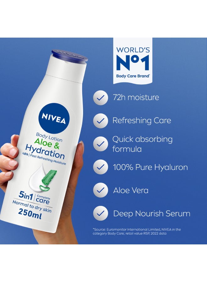 Nivea Aloe And Hydration Normal To Dry Skin Body Lotion Pack Of 2 250ml  - Image 2