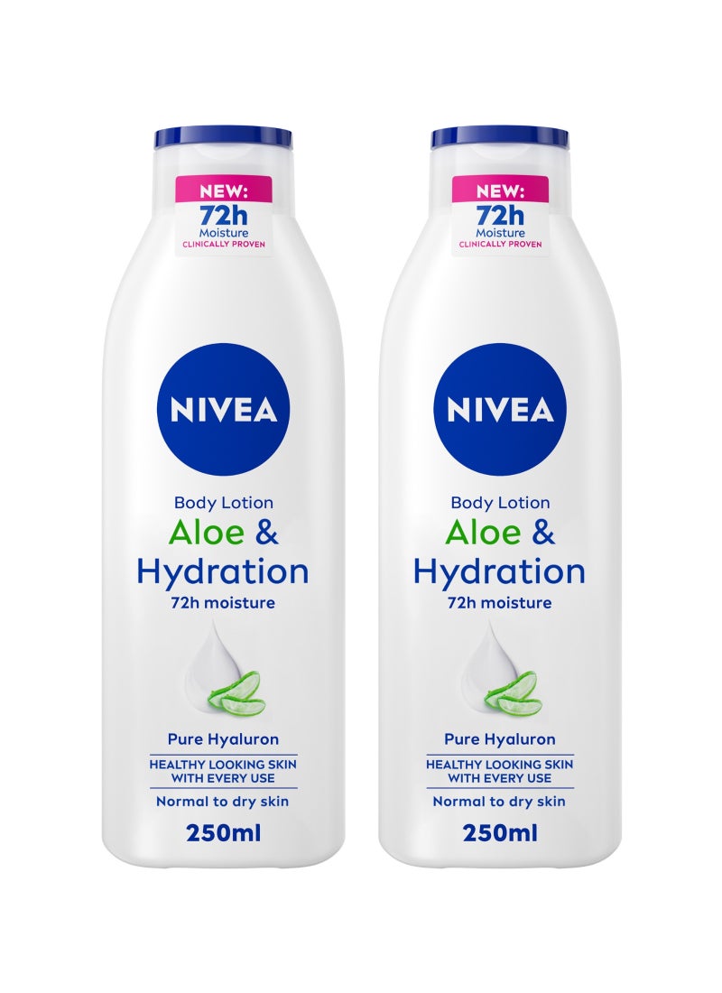 Nivea Aloe And Hydration Normal To Dry Skin Body Lotion Pack Of 2 250ml - Image 1