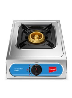 Single Burner Stainless Steel LP Gas Stove (IGS 11) | Aesthetic Design | High Efficiency Blue Flame | Auto Ignition Knobs | Spill Tray | 2 Years Warranty IGS 11 Silver/Black