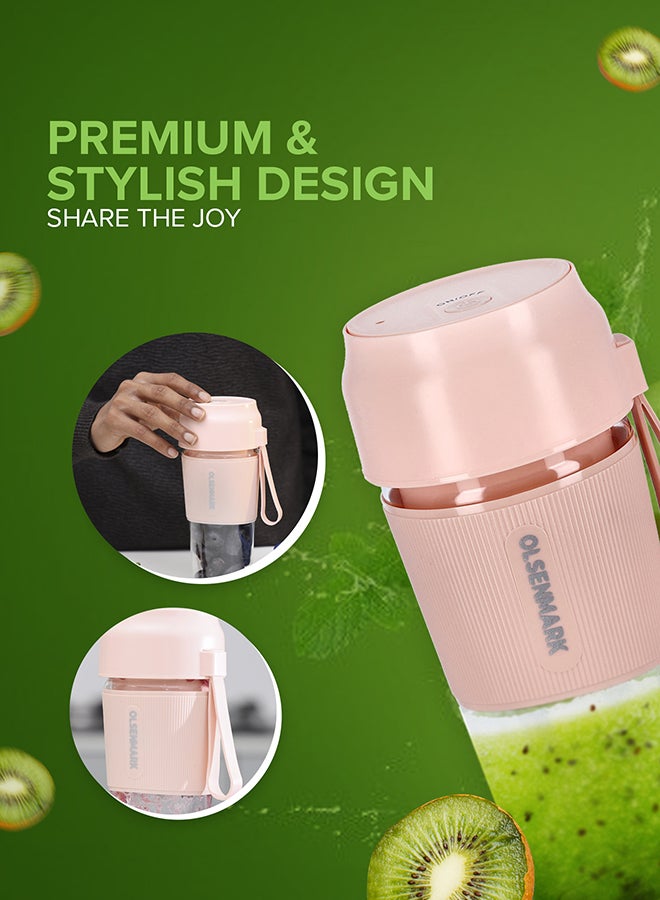 أولسنمارك - خلاط محمول قابل للشحن عن طريق منفذ USB 300 ml 40 W OMSB2439 الوردي/الشفاف - Image 1