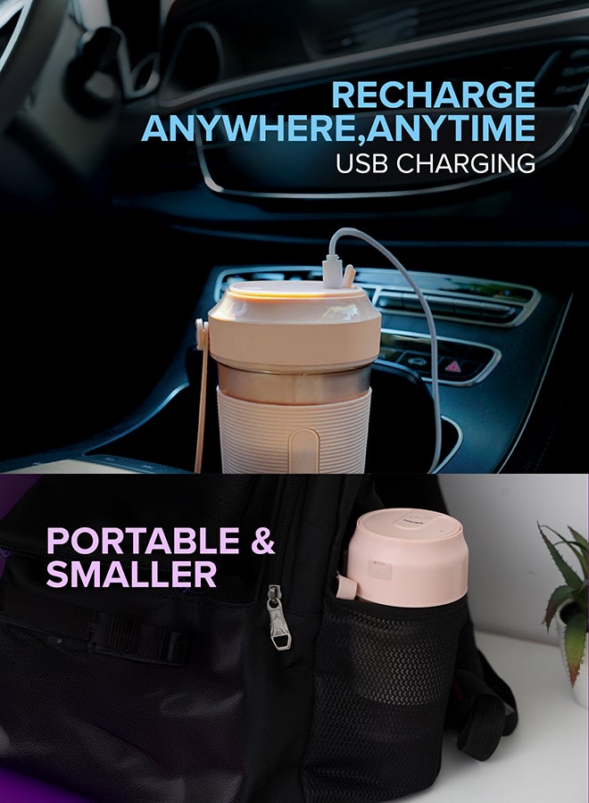 أولسنمارك - خلاط محمول قابل للشحن عن طريق منفذ USB 300 ml 40 W OMSB2439 الوردي/الشفاف - Image 1