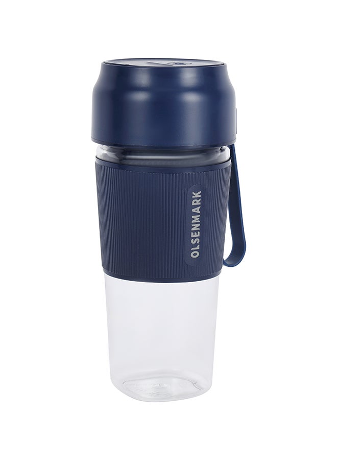 Olsenmark Rechargeable Portable Blender Mixer Juicer, High Speed Powerful Copper Motor With Safety Lock, 300 ml shaker 300 ml 40 W OMSB2439 Blue/Clear  - Image 1