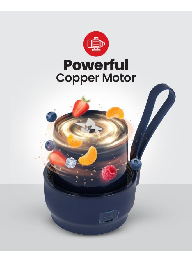 Olsenmark Rechargeable Portable Blender Mixer Juicer, High Speed Powerful Copper Motor With Safety Lock, 300 ml shaker 300 ml 40 W OMSB2439 Blue/Clear - Image 4