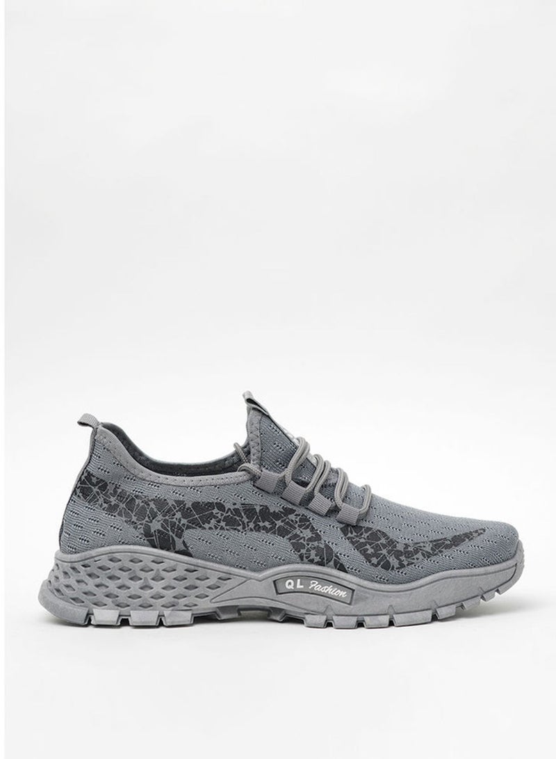 Cobblerz - Men's Lace-Up Low Top Sneakers Grey - Image 1