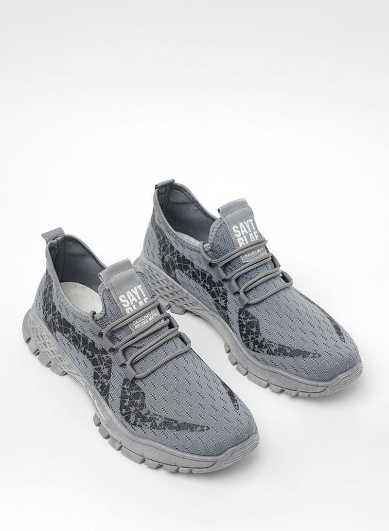 Cobblerz - Men's Lace-Up Low Top Sneakers Grey - Image 1