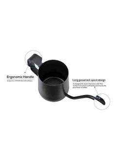 MIBRU V60 Pour Over Kettle Goose Neck Long Narrow Spout With Lid Drip Coffee Tea Pot Pitcher Black 350ml  - Image 2