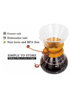MIBRU Pour Over Chemex Style Coffee Maker Drip Glass Pot Espresso Coffee Wooden Hoop Clear 400ml  - Image 4