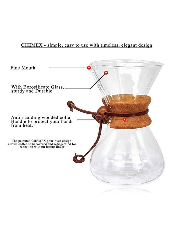 Pour Over Chemex Style Coffee Maker Drip Glass Pot Espresso Coffee Wooden Hoop Clear 400ml - pnsku/N48716936A/45/_/1705498189/e0982e60-b51e-4794-94e8-12ba1d84a06a