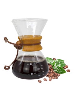 MIBRU Pour Over Chemex Style Coffee Maker Drip Glass Pot Espresso Coffee Wooden Hoop Clear/Brown 800ml  - Image 1