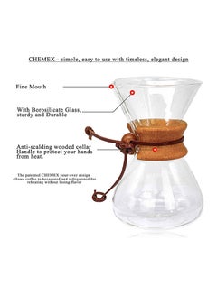 MIBRU Pour Over Chemex Style Coffee Maker Drip Glass Pot Espresso Coffee Wooden Hoop Clear/Brown 800ml  - Image 5