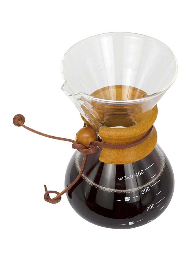 MIBRU Pour Over Chemex Style Coffee Maker Drip Glass Pot Espresso Coffee Wooden Hoop Clear/Brown 800ml  - Image 3