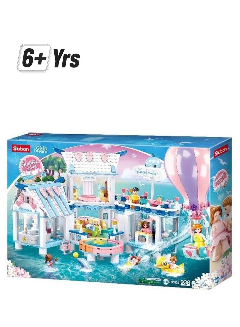 Sluban M38-B0929 938-Piece Girl's Dream Seaside Swimming Pool Villa 938 6+ Years - Image 1
