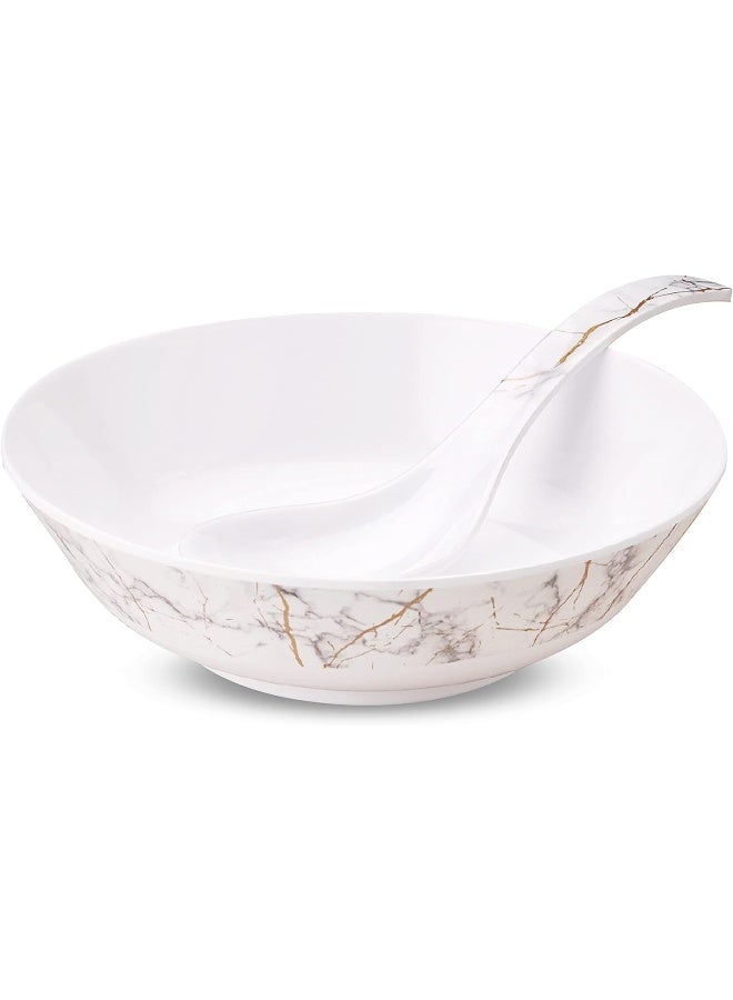 دينويل طقم عشاء من الميلامين بتصميم رخامي مكون من 30 قطعة أبيض 28سم - Image 4