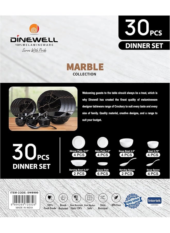 Dinewell Melamine Ultra Dinner Set Black 30Pcs Black/Brown 28cm - Image 4