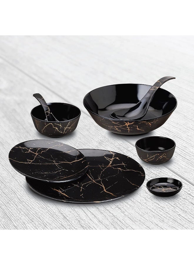 Dinewell Melamine Ultra Dinner Set Black 30Pcs Black/Brown 28cm - Image 1