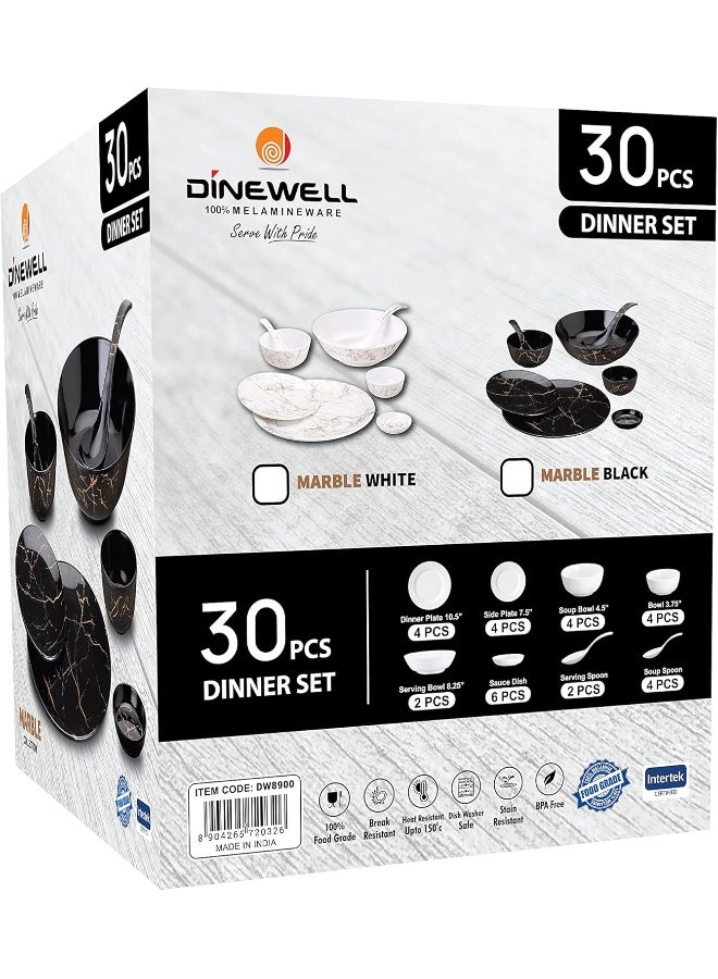 Dinewell Melamine Ultra Dinner Set Black 30Pcs Black/Brown 28cm - Image 3