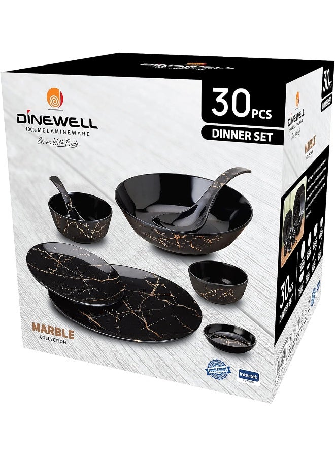 Dinewell Melamine Ultra Dinner Set Black 30Pcs Black/Brown 28cm - Image 2