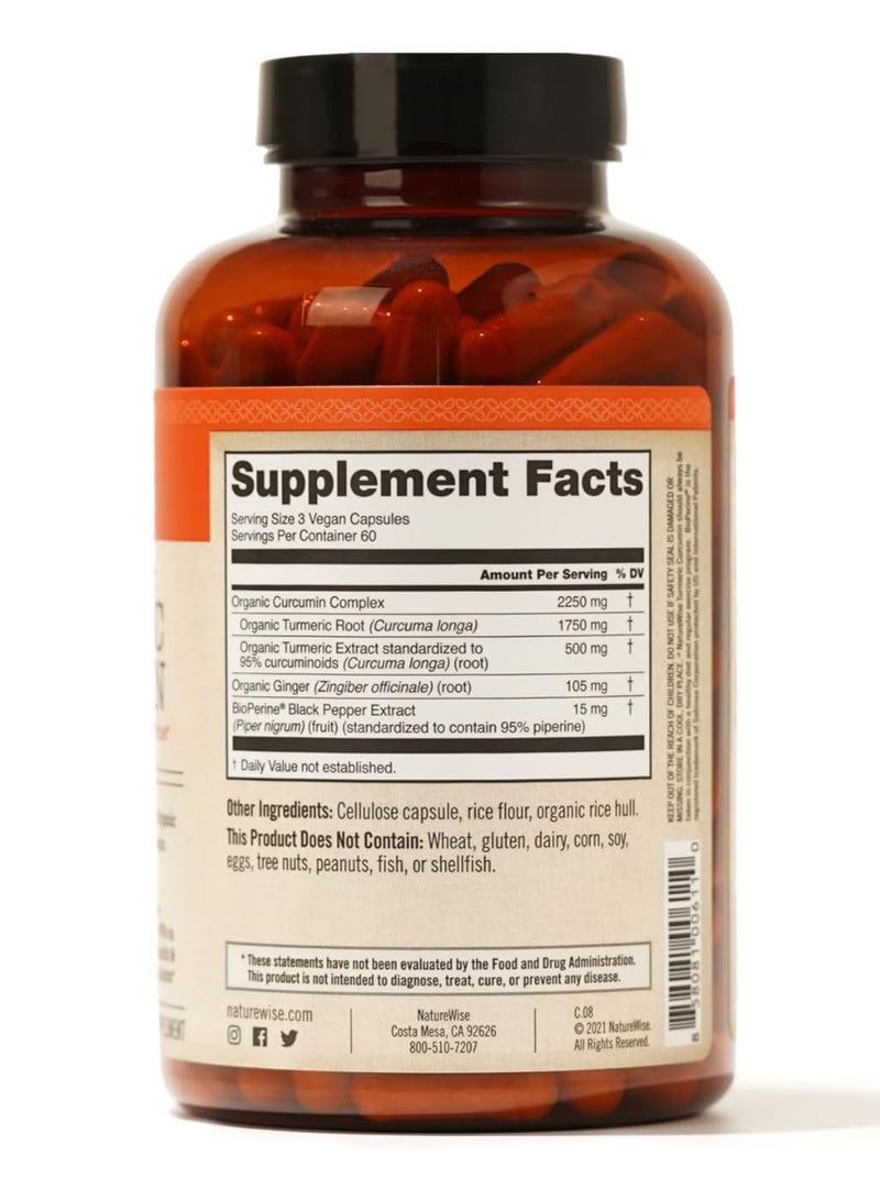 NatureWise - Curcumin Turmeric Plus Ginger & BioPerine* 180 Vegan Capsules - Image 1