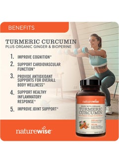 NatureWise Curcumin Turmeric Plus Ginger & BioPerine* 180 Vegan Capsules  - Image 3