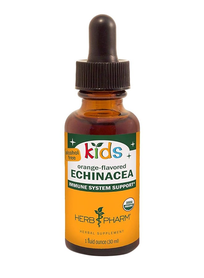 HERB PHARM Kids Echinacea Immune System Support Herbal Supplement Orange Flavor Alcohol Free 30Ml - Image 1
