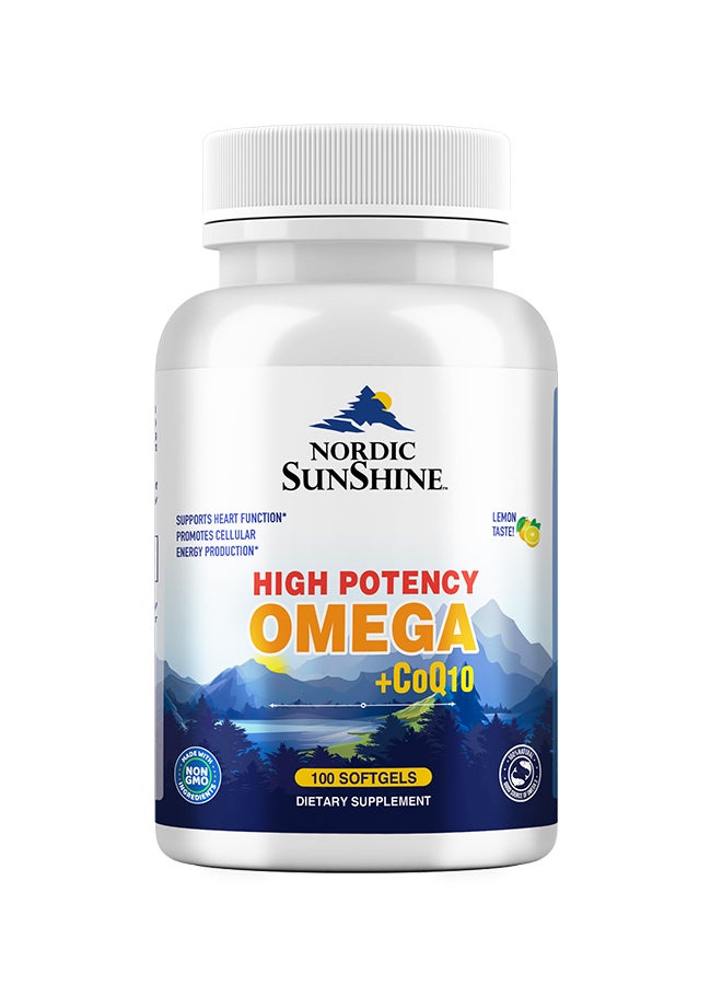 NORDIC SUNSHINE High Potency Omega 1280MG +COQ10 100MG 100SG:08332 - Image 1