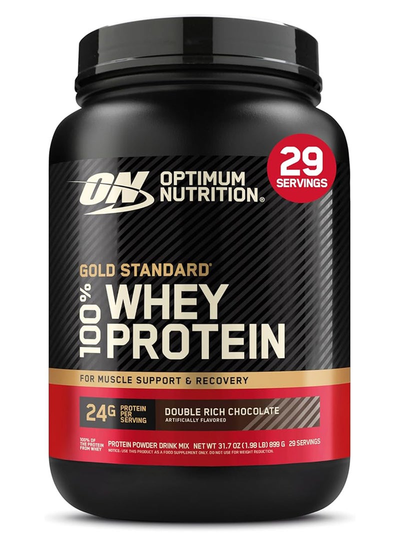 Optimum Nutrition Gold Standard 100% Whey Protein Powder Primary Source Isolate, 24 Grams of Protein for Muscle Support and Recovery - Double Rich Chocolate, 2 Lbs, 29 Servings (907 Grams) Package May Vary - Image 1