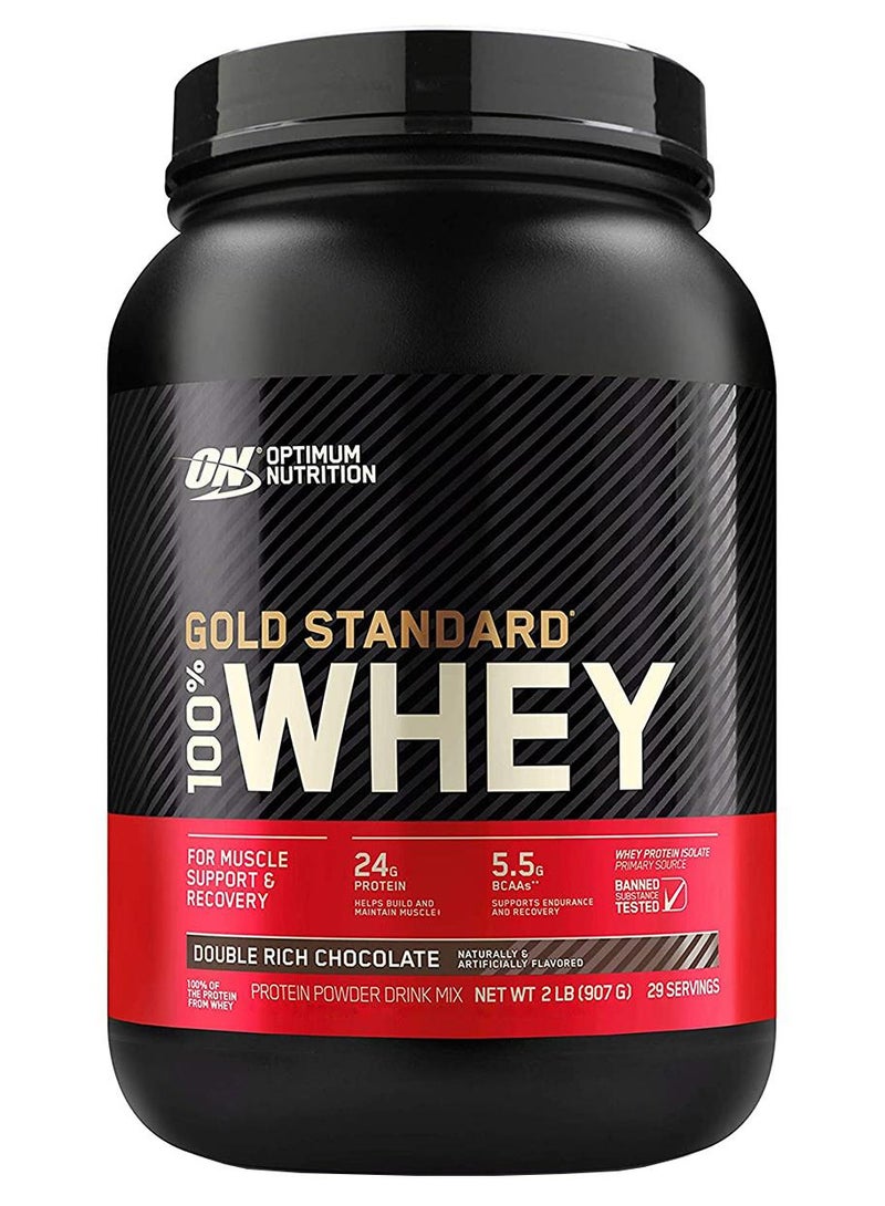 Optimum Nutrition Gold Standard 100% Whey Protein Powder Primary Source Isolate, 24 Grams of Protein for Muscle Support and Recovery - Double Rich Chocolate, 2 Lbs, 29 Servings (907 Grams) Package May Vary - Image 1