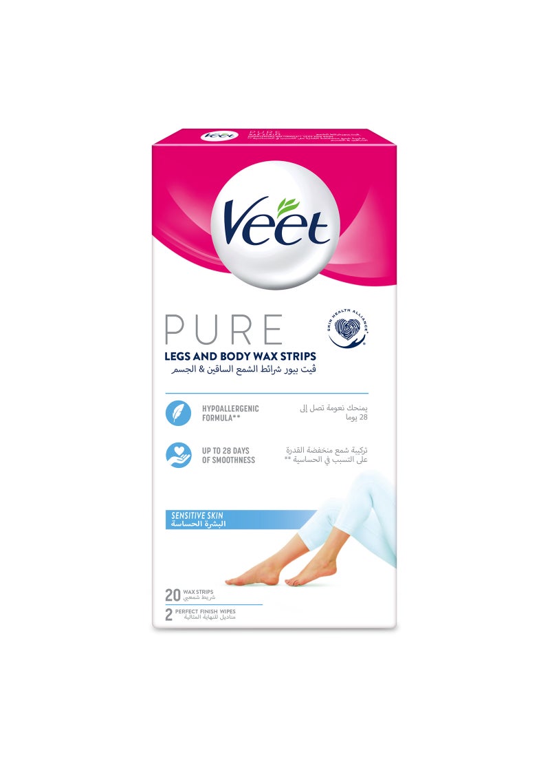 Veet Pure Legs And Body Wax Strips 20 Strips - Image 1