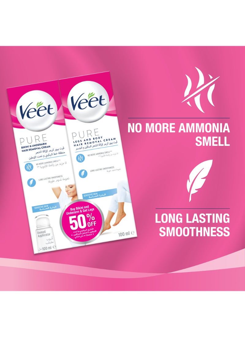 Veet Hair Removal Cream For Sensitive Skin, 100ml Pack Of 2  - Image 4