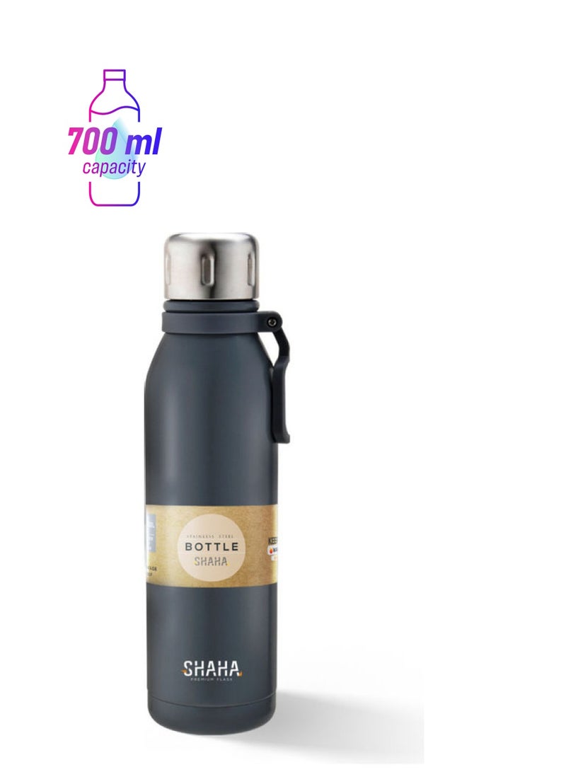 SHAHA Vacuum Bottle With Plastic Handle Black