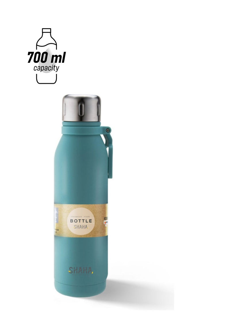 SHAHA Vacuum Bottle With Plastic Handle Blue