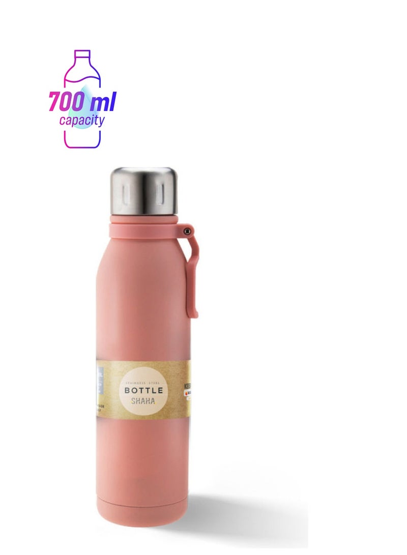 SHAHA Vacuum Bottle With Plastic Handle Pink 700ml