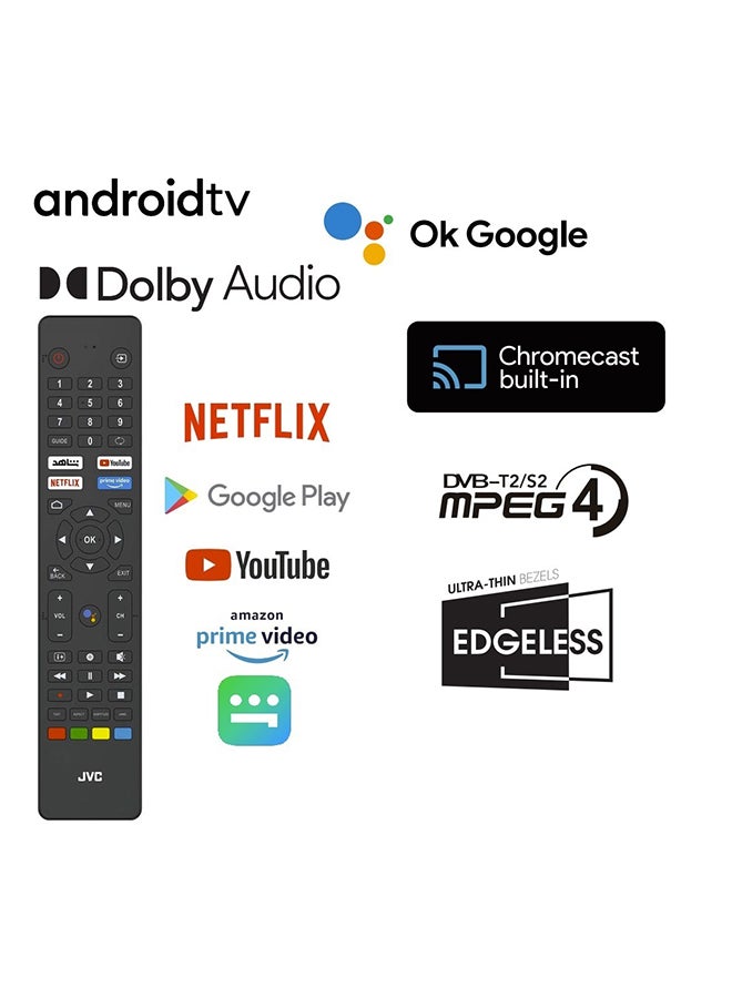 JVC 70 inch Edgeless 4K UHD Official Google Certified Android Smart TV With Dolby Audio , Chrome Cast Built In and "OK GOOGLE" voice remote LT-70N7135 Black - Image 4