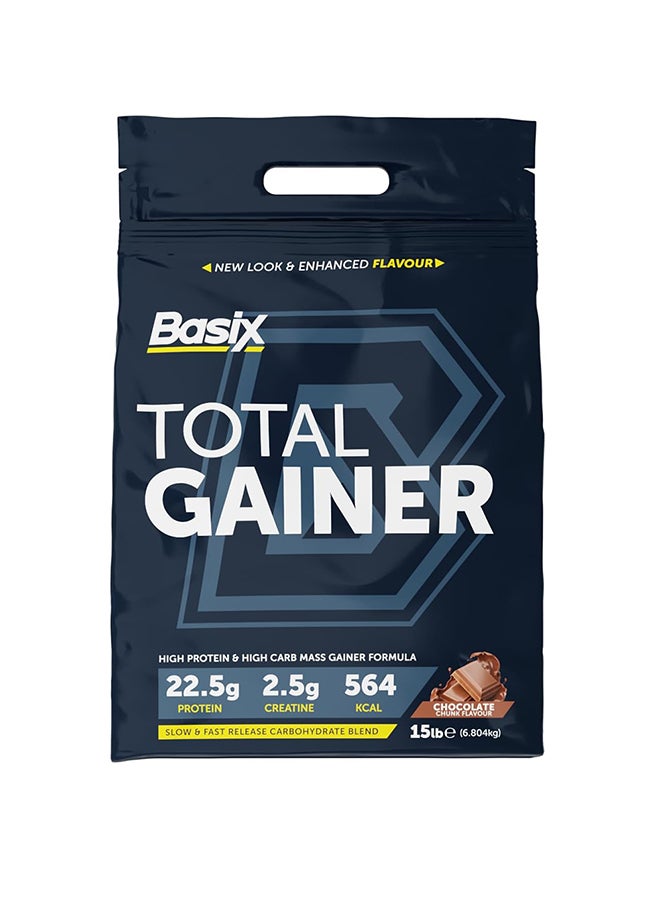 Basix Total Gainer High Protein & High Carb Mass Gainer Formula Chocolate Chunk 15 LB. - Image 1