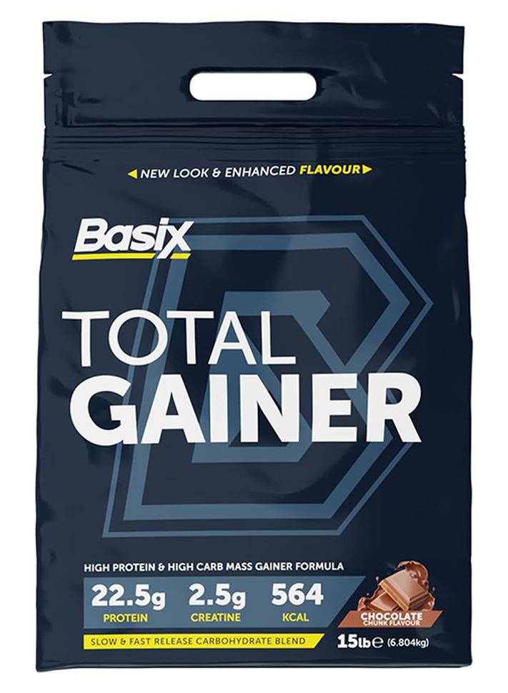 Basix Total Gainer High Protein & High Carb Mass Gainer Formula Chocolate Chunk 15 LB. - Image 1