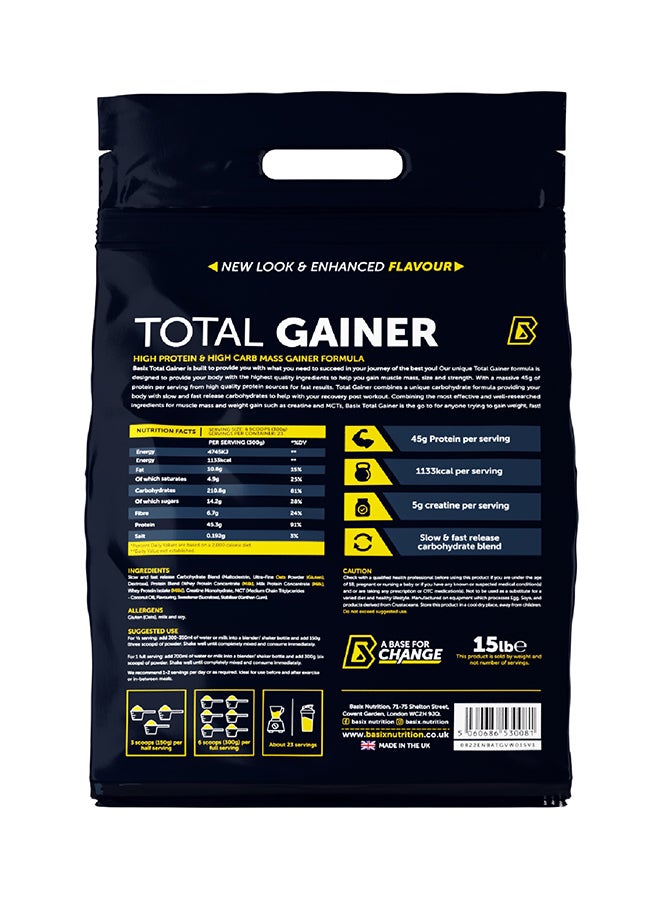 Total Gainer High Protein & High Carb Mass Gainer Powder, 23G Protein, Vanilla Whip, 6.8Kg (15Lb), 23 Servings