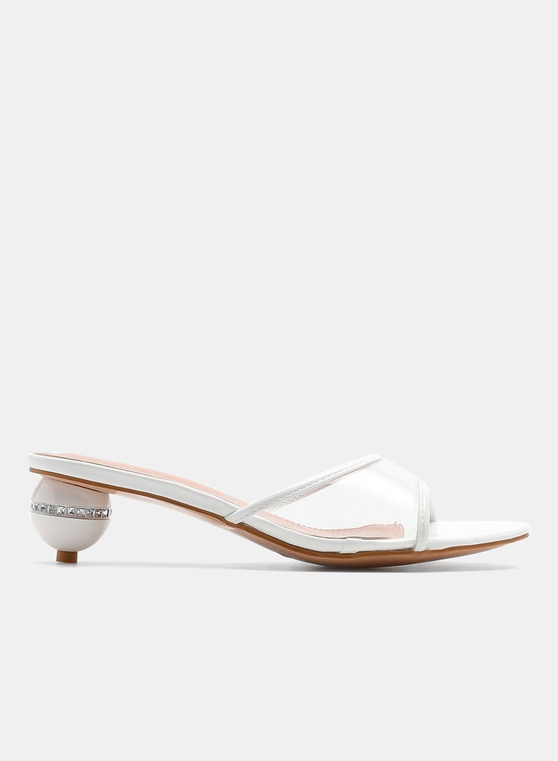 Aila - Cone Heeled Sandals White - Image 1