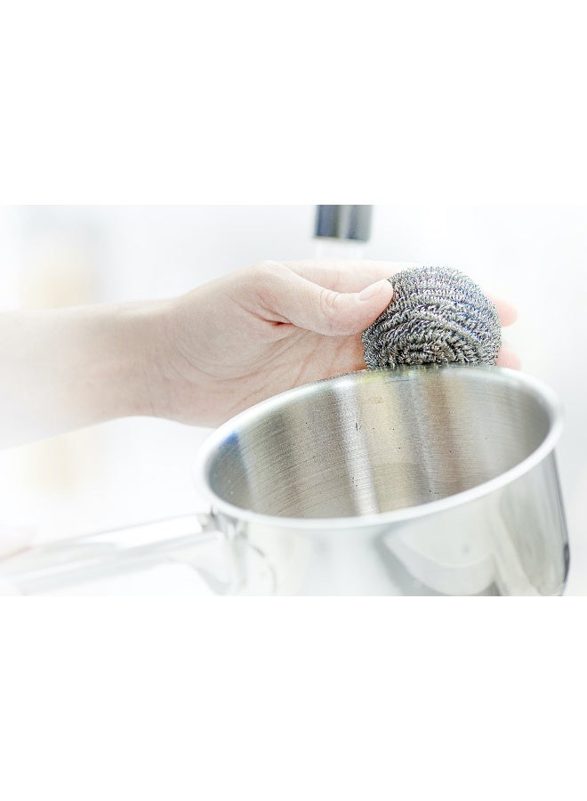 Scotch Brite Stainless Steel Metal Spiral Scrubber AISI430, Scouring pad, Ideal for Cast Iron Pans, Powerful Scrubbing for Stubborn Messes. 15gr each. 12 units/pack Multicolour - Image 4